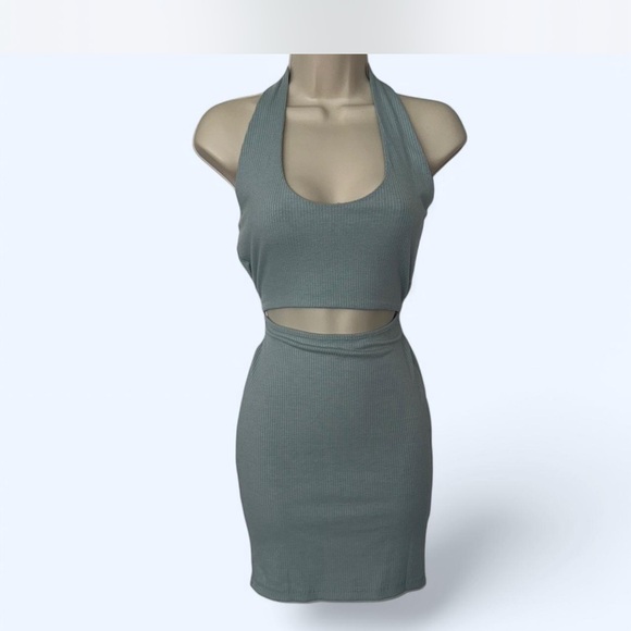 Backless Halter Dress in Gray - Picture 1 of 4